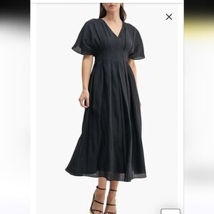 NWT Mila Mae Black Dolman Sleeve A-Line Crinkle Maxi Dress Dark Romantic Flowy S